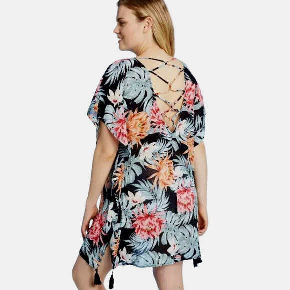 Kona Sol Dress Cover-Up Women Small Tropical Floral Print Tunic - Picture 3 of 12